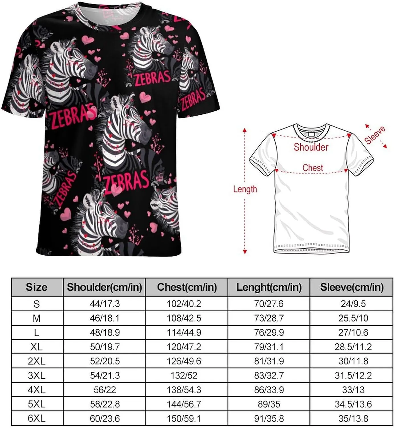 Cute Funny Zebra Men's T-Shirts Short Sleeve Tee Hawaiian Shirt Summer Tops Casual Workout Shirts