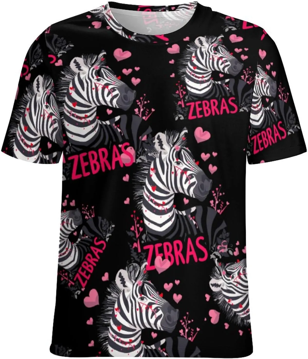 Cute Funny Zebra Men's T-Shirts Short Sleeve Tee Hawaiian Shirt Summer Tops Casual Workout Shirts