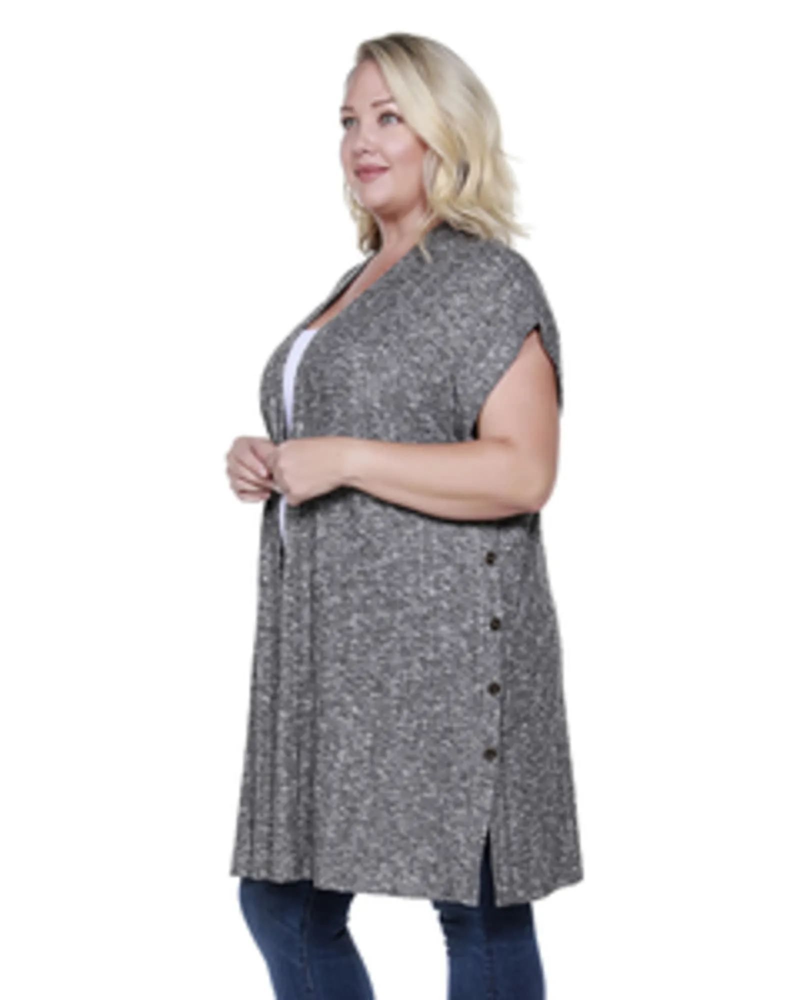 Doman-Sleeve Boyfriend Cardigan | HEATHER CHARCOAL