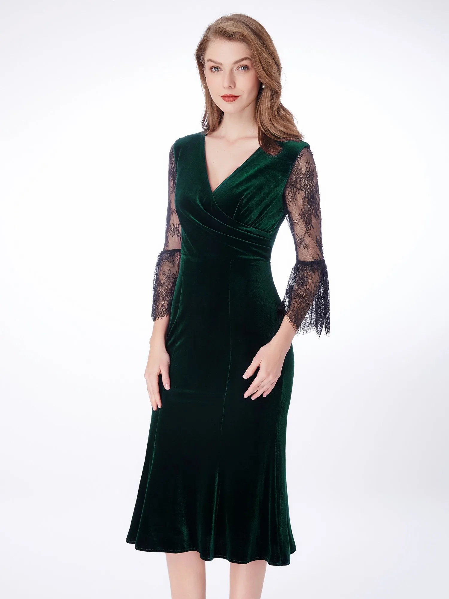 Ever-Pretty Women Fashion Lace Velvet Vneck Cocktail Dresses EP07301