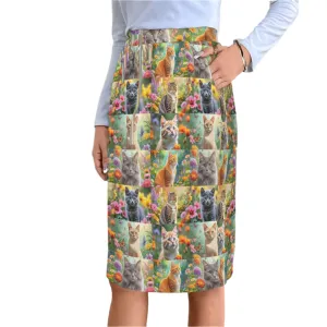 Fantasy Cats Knee Length Double Pocket Skirt up to 5 XL