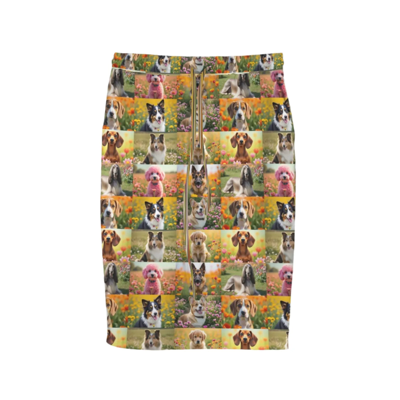 Fantasy Dogs Knee Length Double Pocket Skirt up to 5 XL