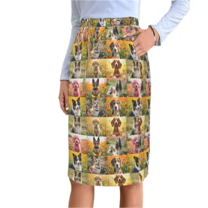 Fantasy Dogs Knee Length Double Pocket Skirt up to 5 XL