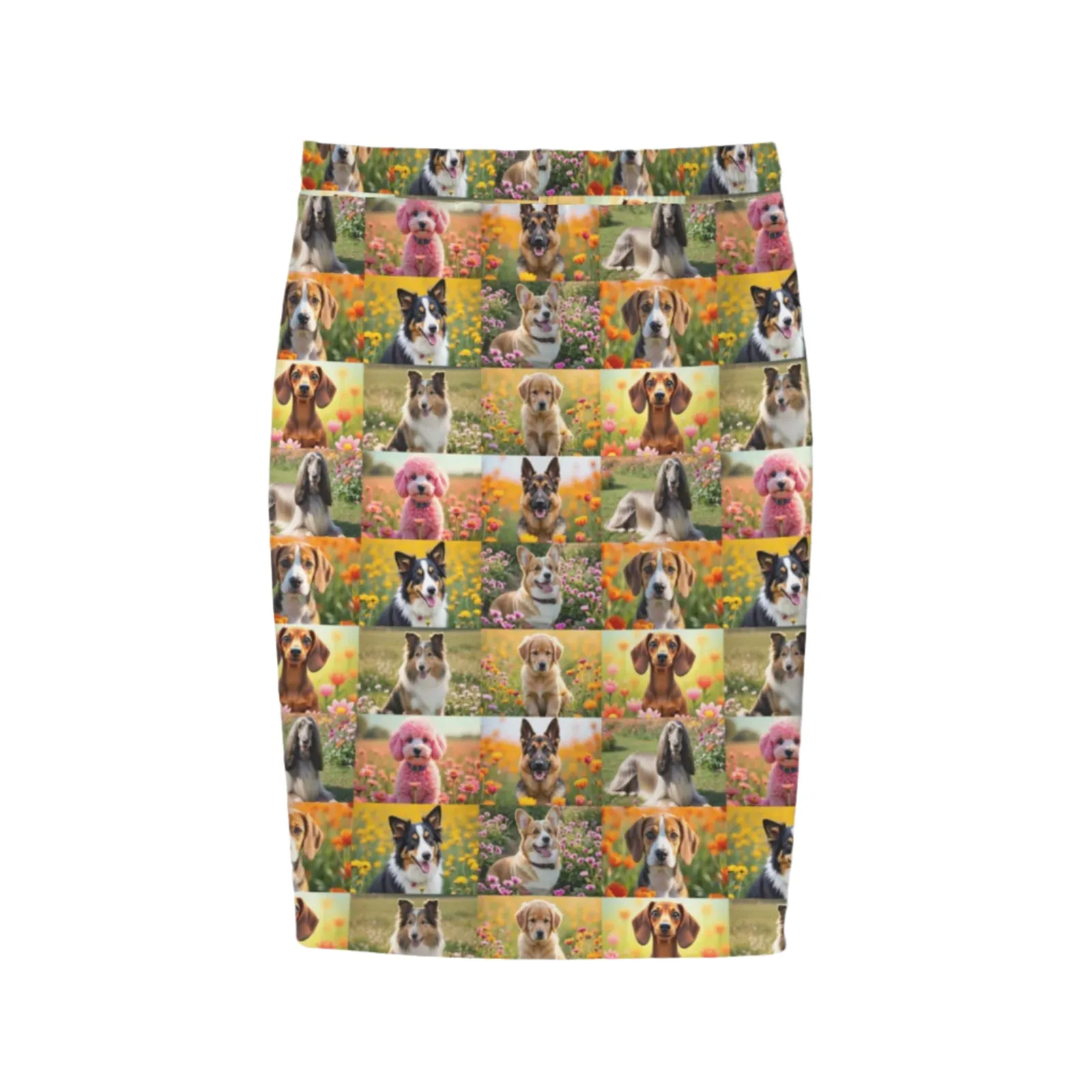 Fantasy Dogs Knee Length Double Pocket Skirt up to 5 XL