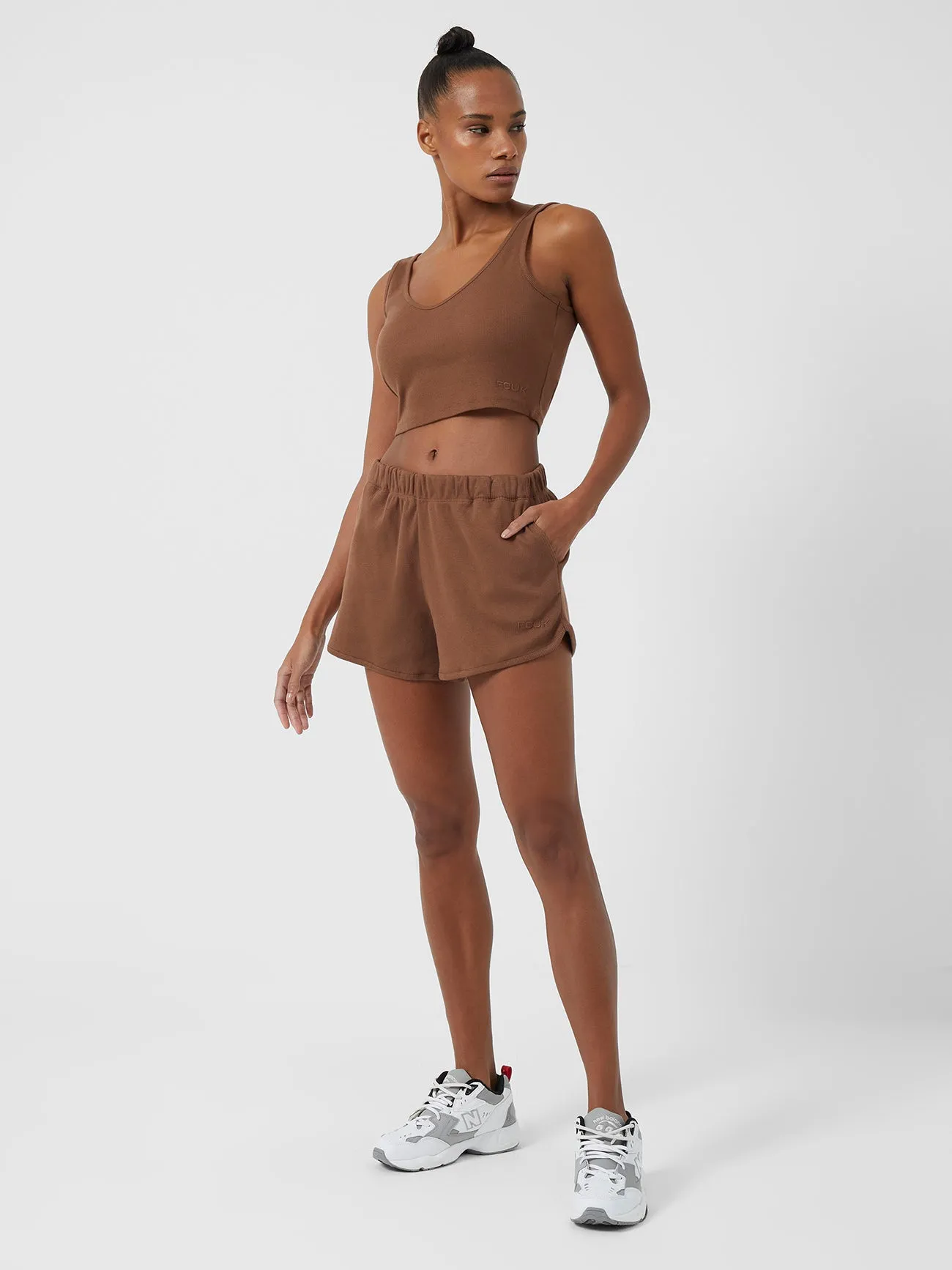 FCUK Organic Ribbed Jersey V-Neck Top