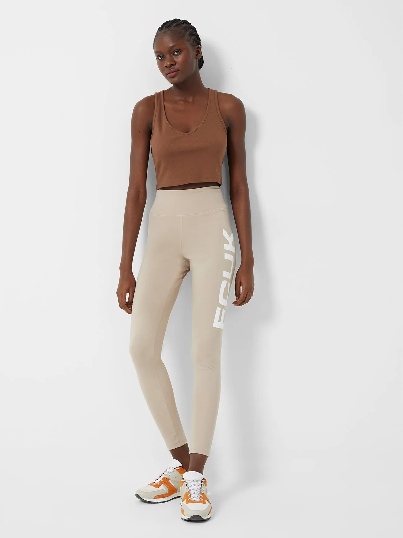 FCUK Organic Ribbed Jersey V-Neck Top