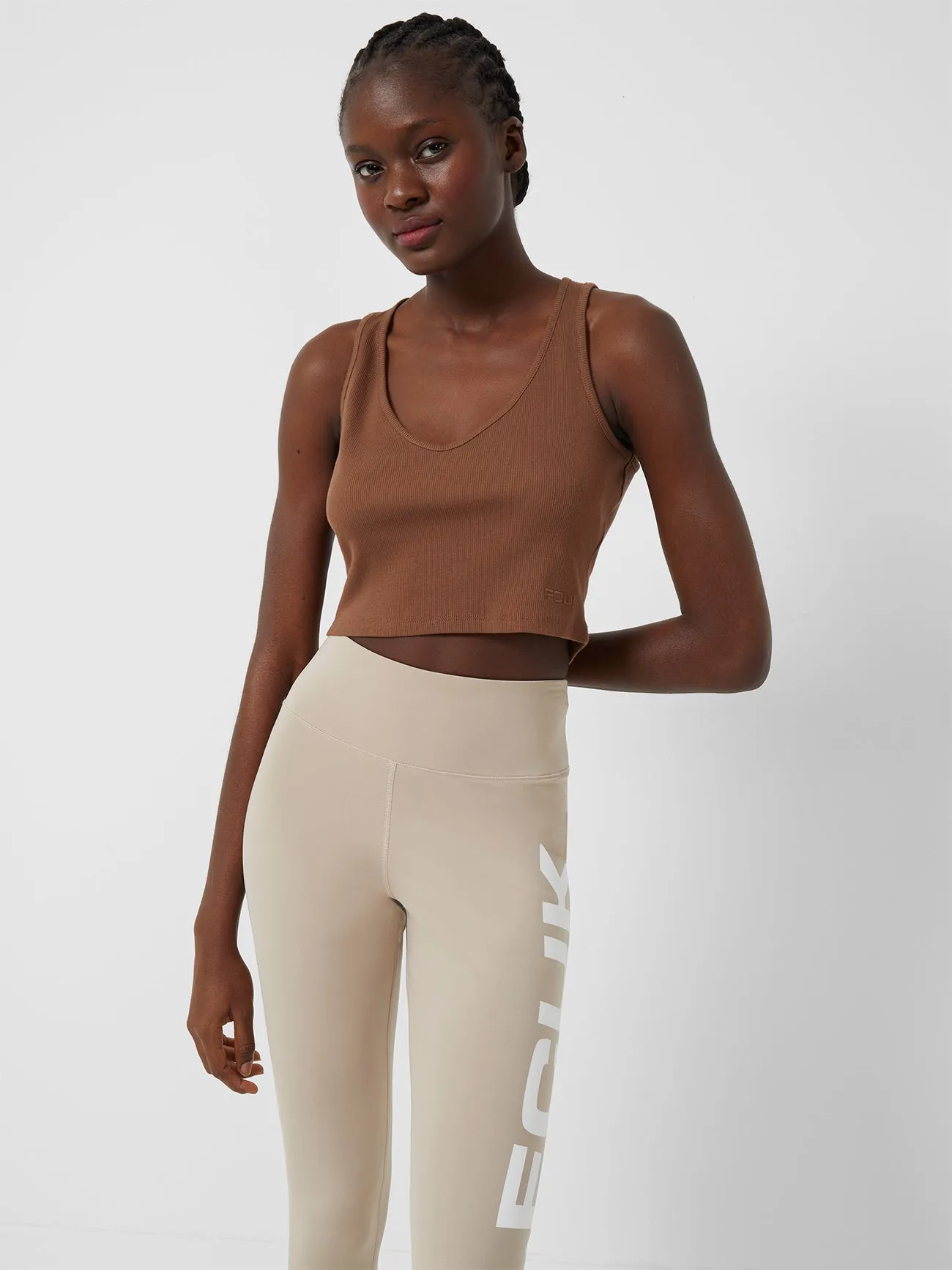 FCUK Organic Ribbed Jersey V-Neck Top