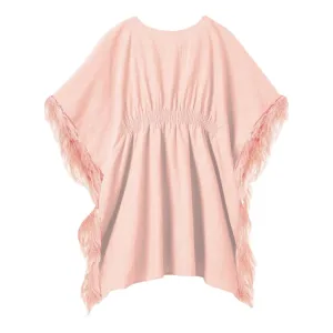 FEATHER TRIMMED KAFTAN COVER UP