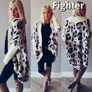 FIGHTER Leopard OpenFront Cocoon Cardigan