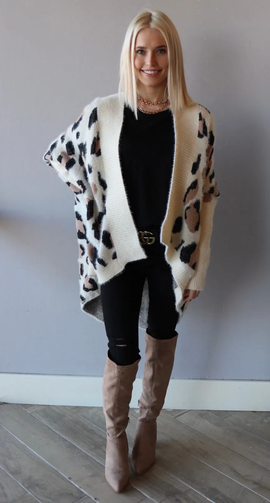 FIGHTER Leopard OpenFront Cocoon Cardigan