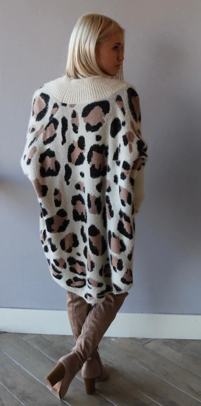 FIGHTER Leopard OpenFront Cocoon Cardigan