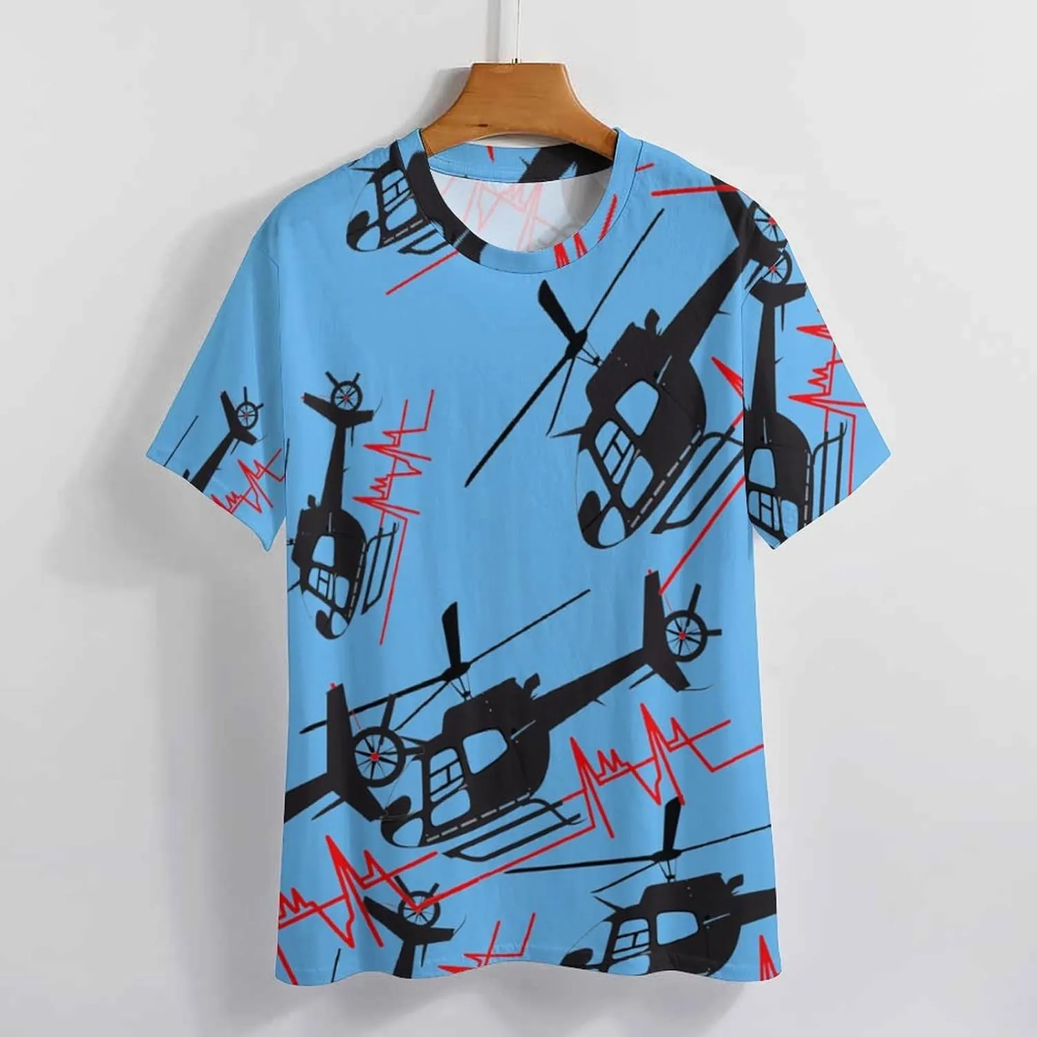 Funny Helicopter Pilot Men's T-Shirts Short Sleeve Tee Hawaiian Shirt Summer Tops Casual Workout Shirts