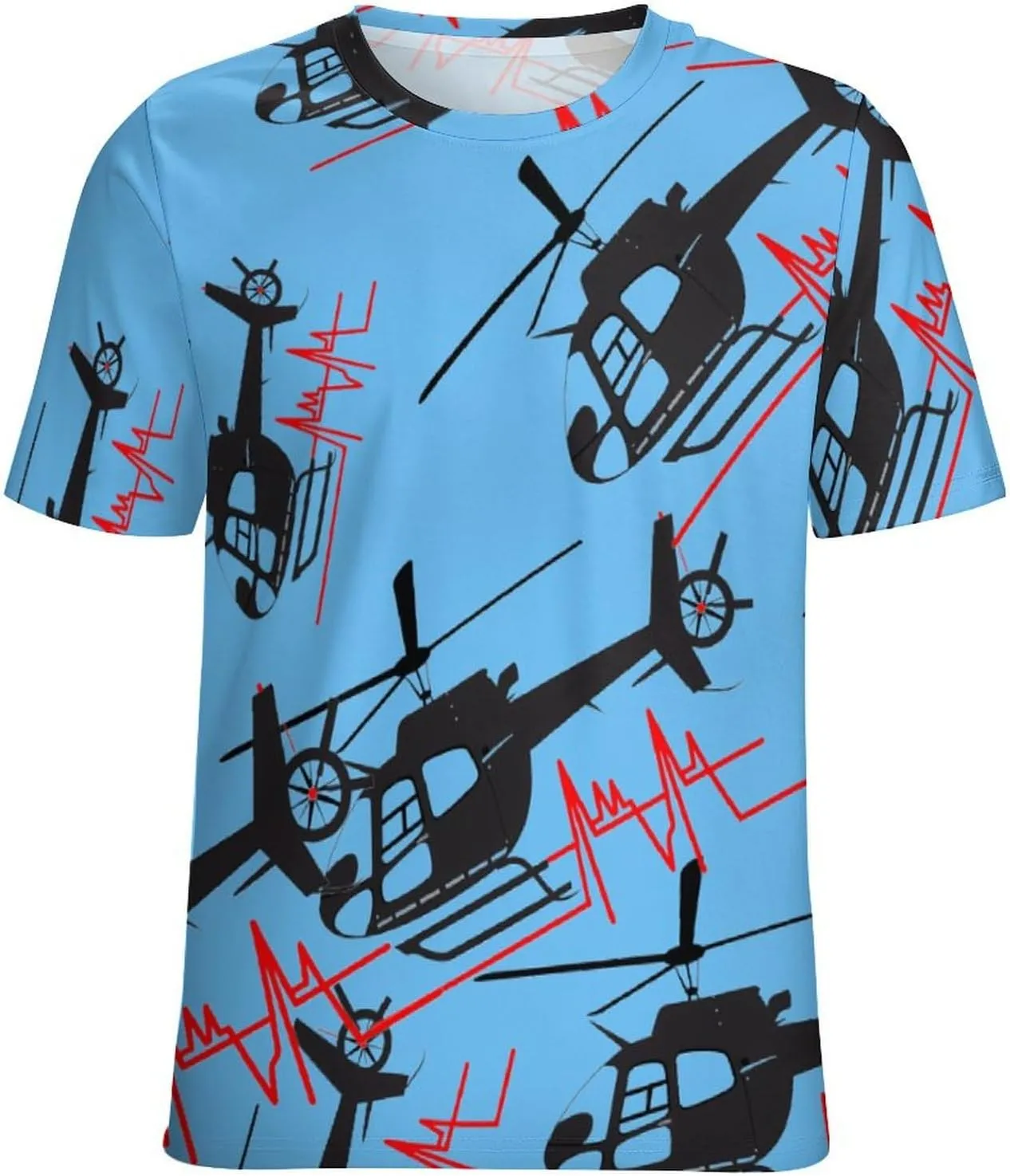 Funny Helicopter Pilot Men's T-Shirts Short Sleeve Tee Hawaiian Shirt Summer Tops Casual Workout Shirts