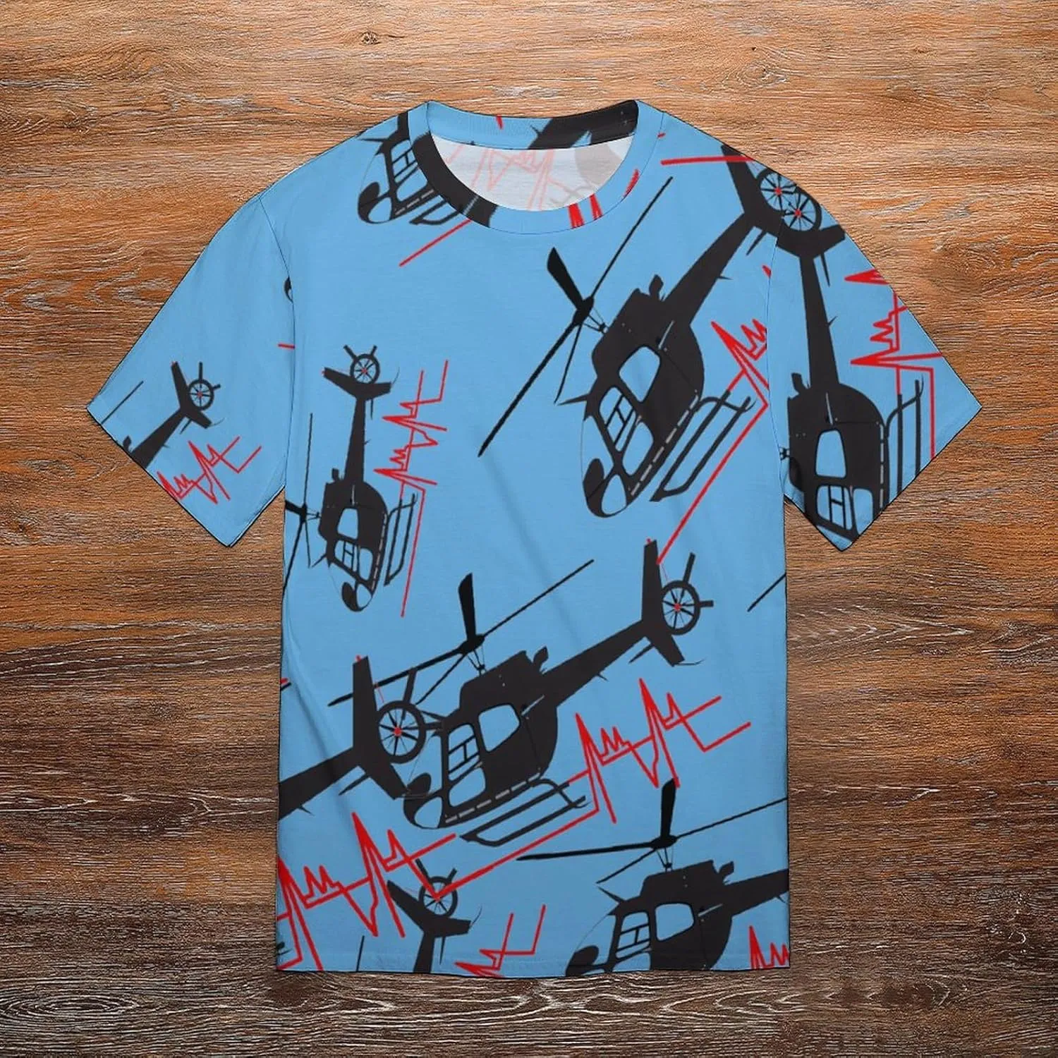 Funny Helicopter Pilot Men's T-Shirts Short Sleeve Tee Hawaiian Shirt Summer Tops Casual Workout Shirts