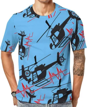 Funny Helicopter Pilot Men's T-Shirts Short Sleeve Tee Hawaiian Shirt Summer Tops Casual Workout Shirts