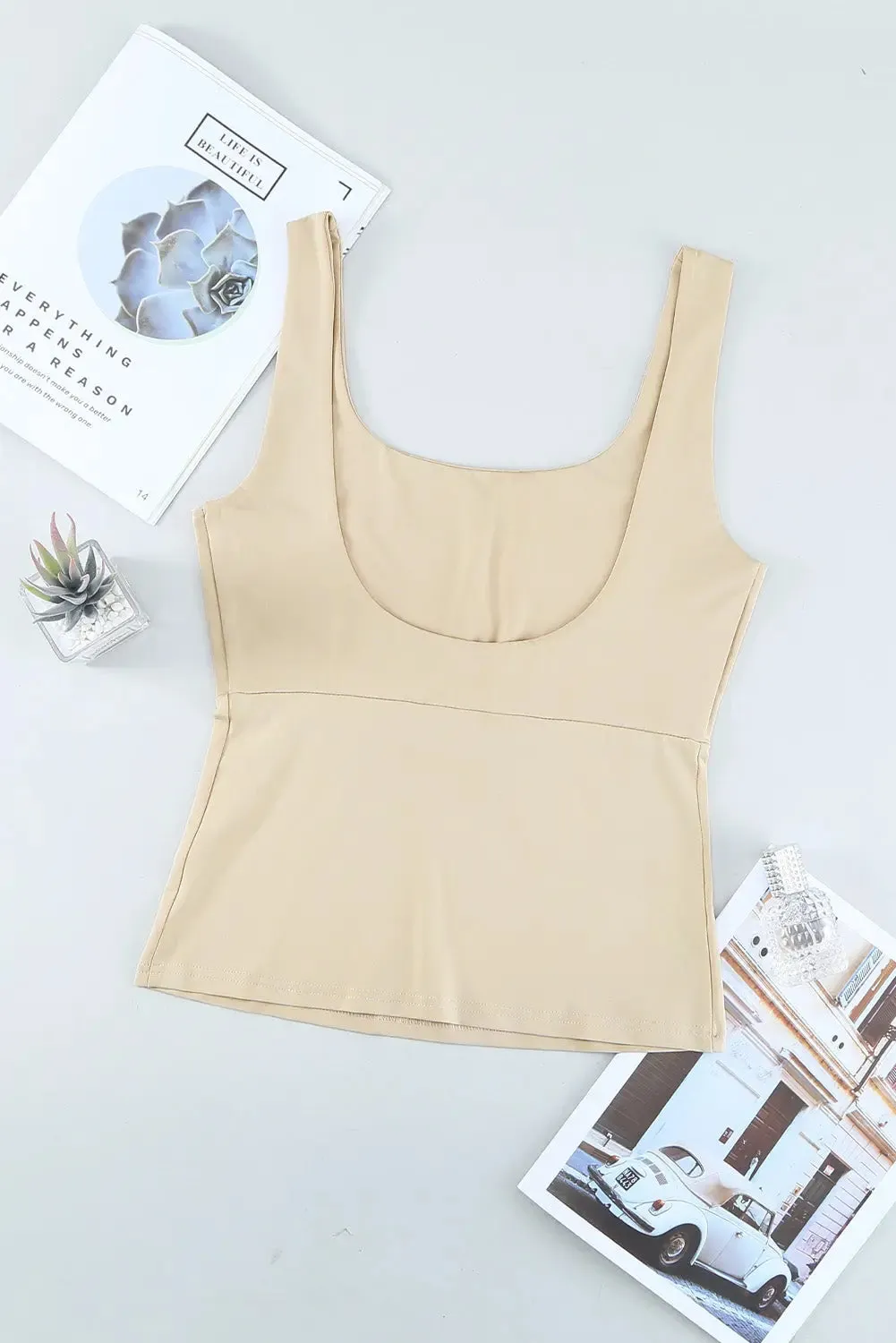 Heathered Cutout Scoop Neck Tank