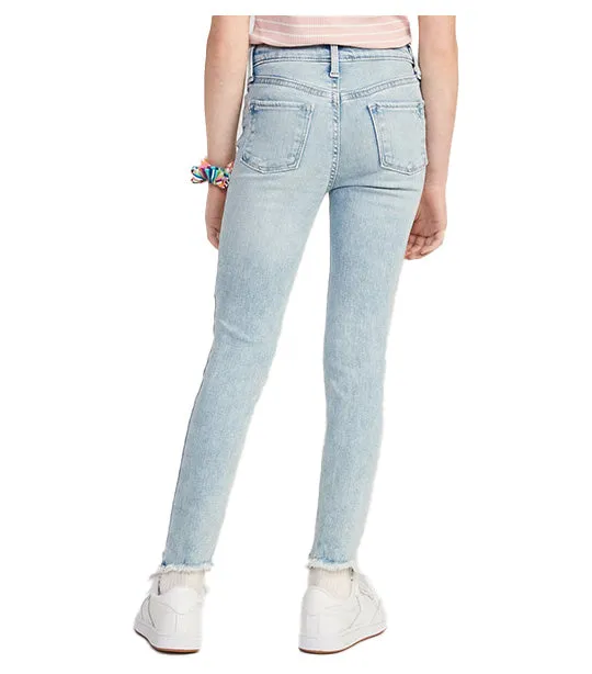 High-Waisted Rockstar 360° Stretch Frayed-Hem Super Skinny Jeggings for Girls Star Mist