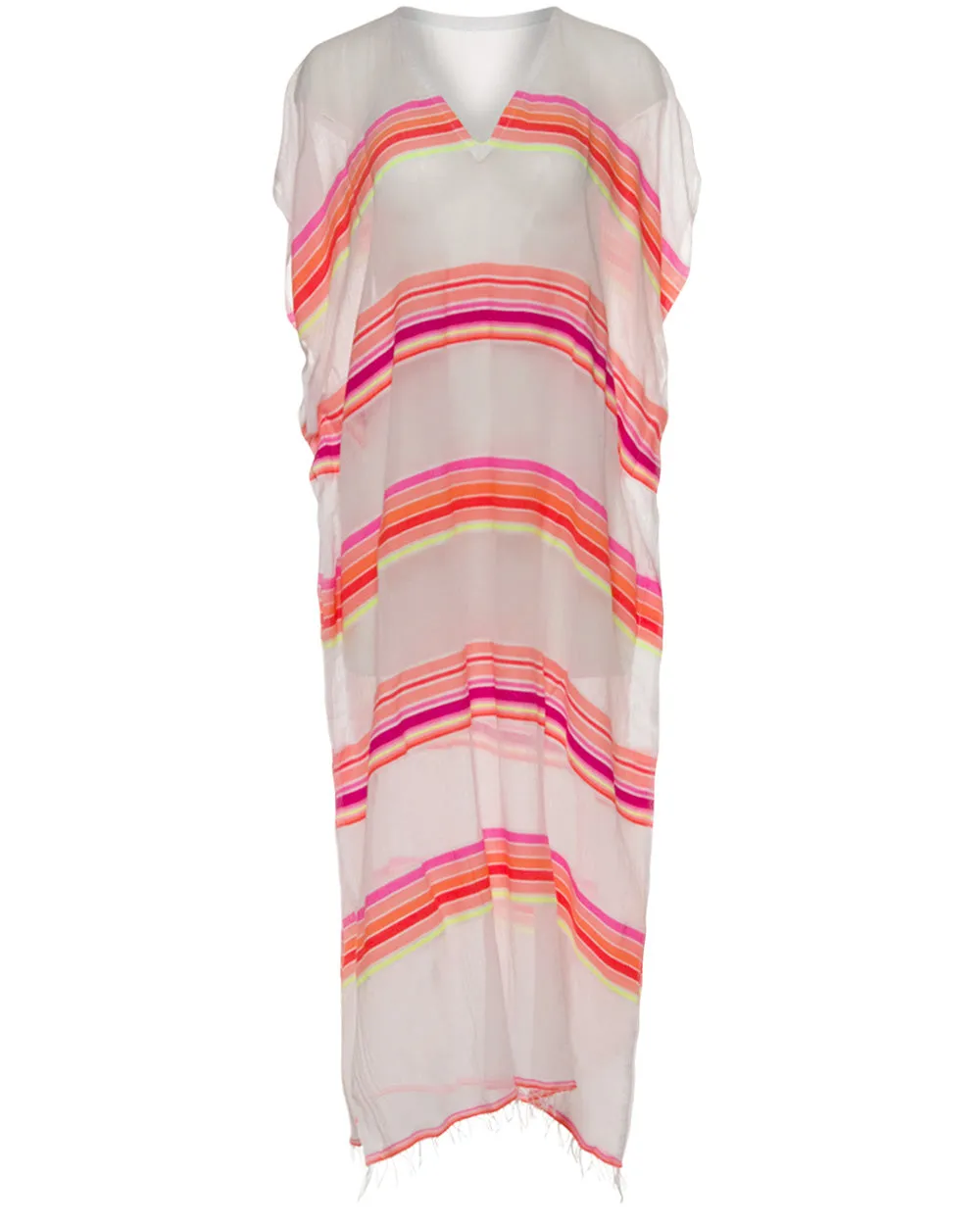 Hot Pink Stripe Classic Qelem Long Caftan