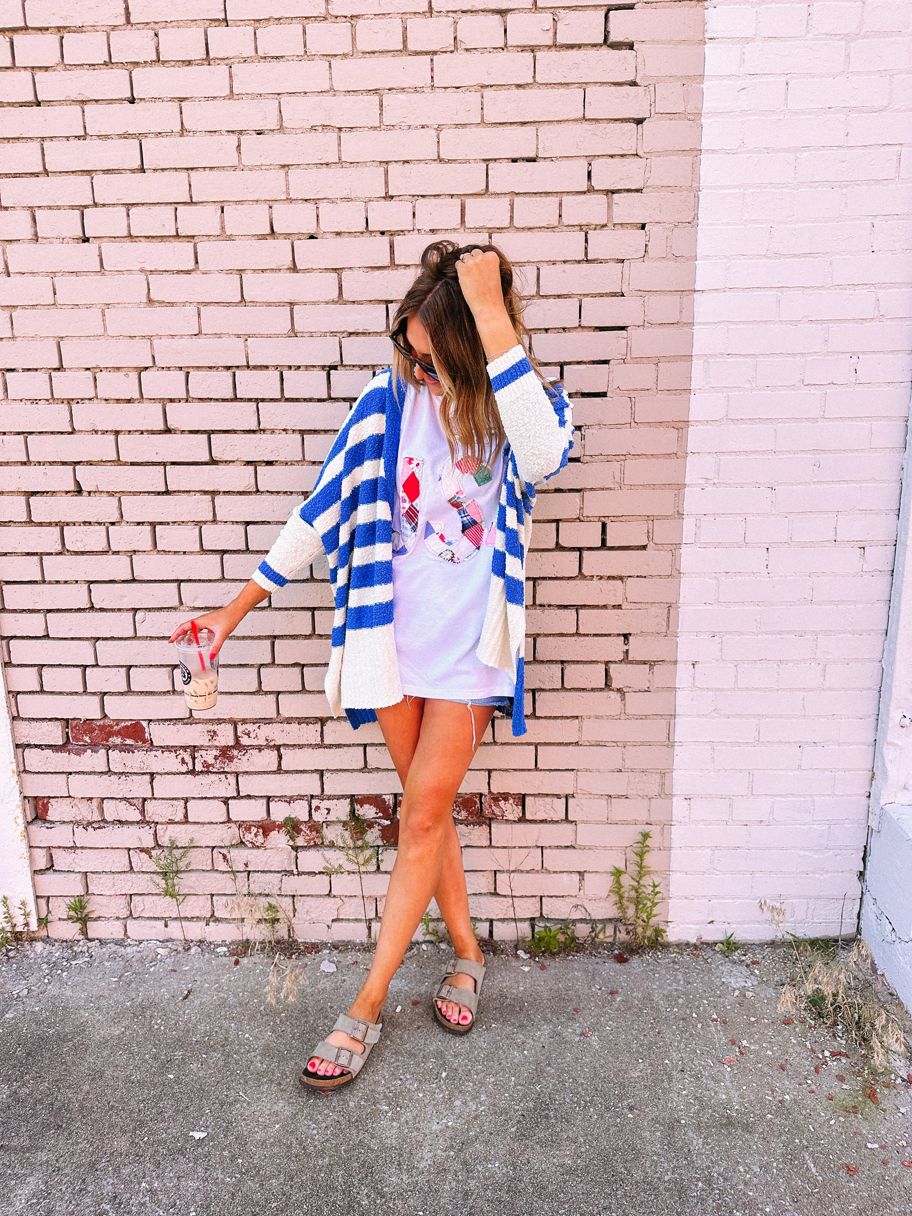 keepin it cozy striped cardigan - blue