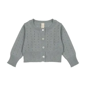 Lilette Blue Dotted Open Knit Cardigan