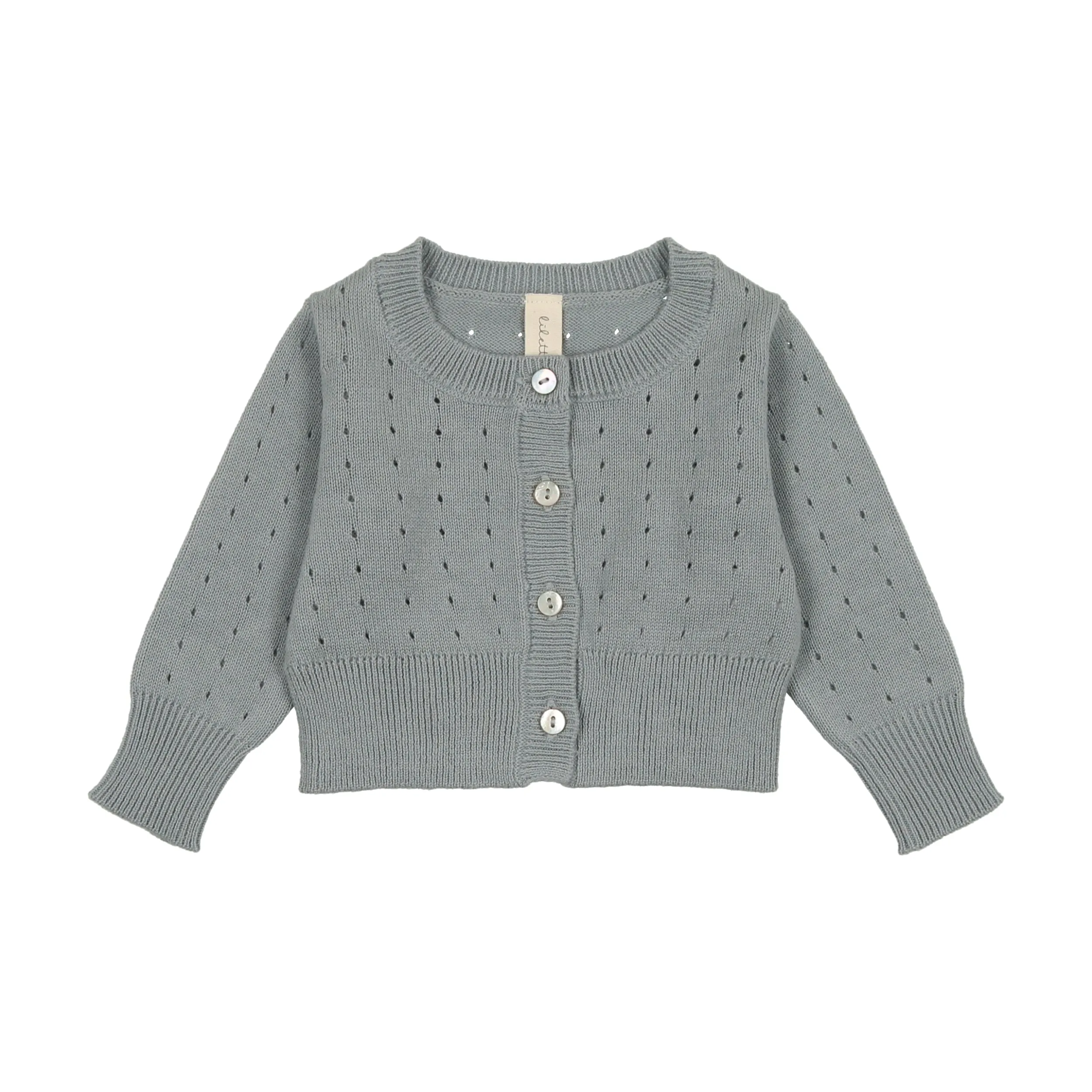 Lilette Blue Dotted Open Knit Cardigan