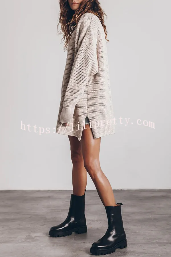 Lilipretty Cup of Cozy Knit Oversized Slit Side Sweater