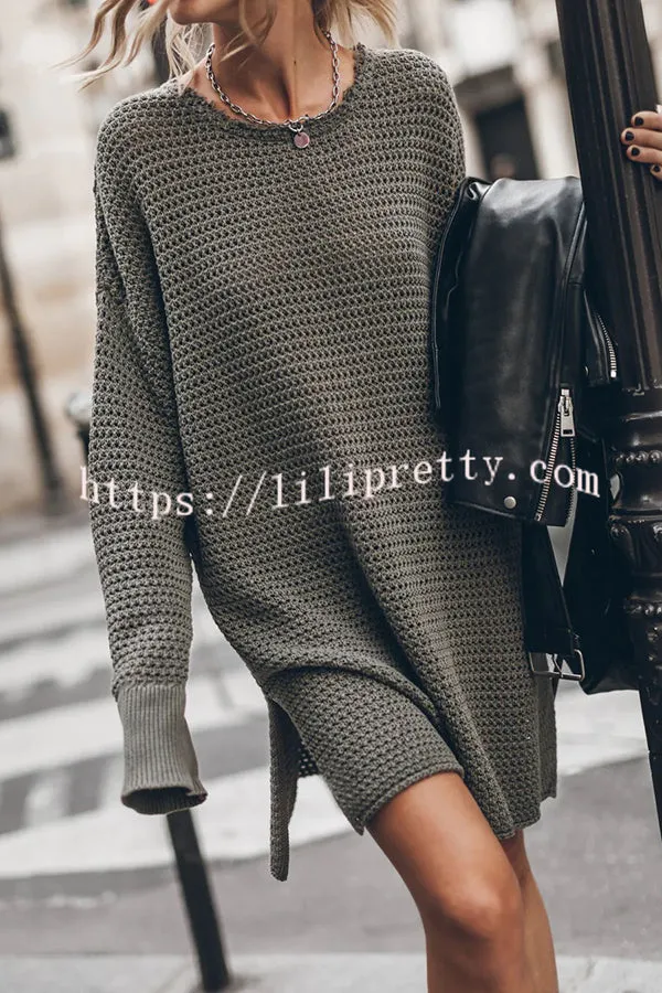Lilipretty Cup of Cozy Knit Oversized Slit Side Sweater