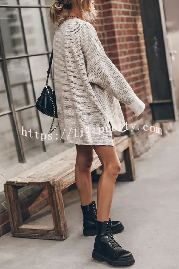 Lilipretty Cup of Cozy Knit Oversized Slit Side Sweater