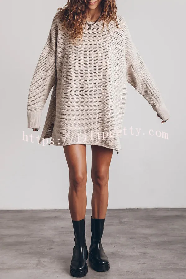 Lilipretty Cup of Cozy Knit Oversized Slit Side Sweater