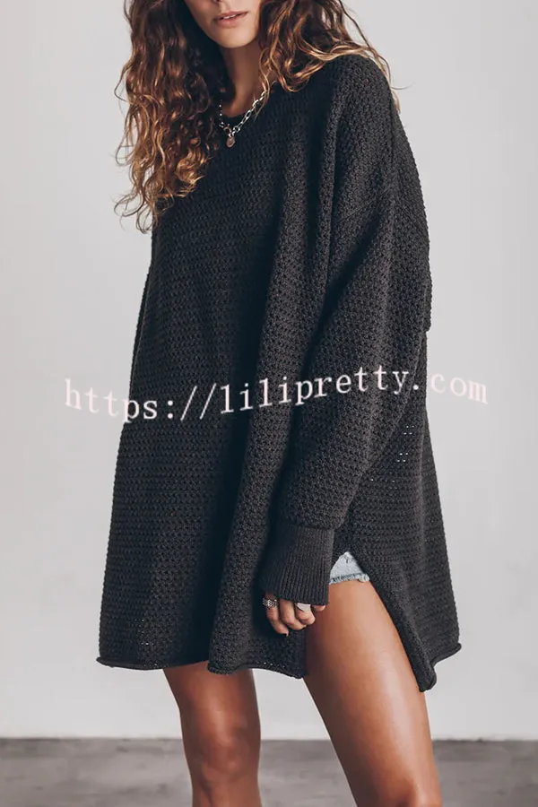 Lilipretty Cup of Cozy Knit Oversized Slit Side Sweater