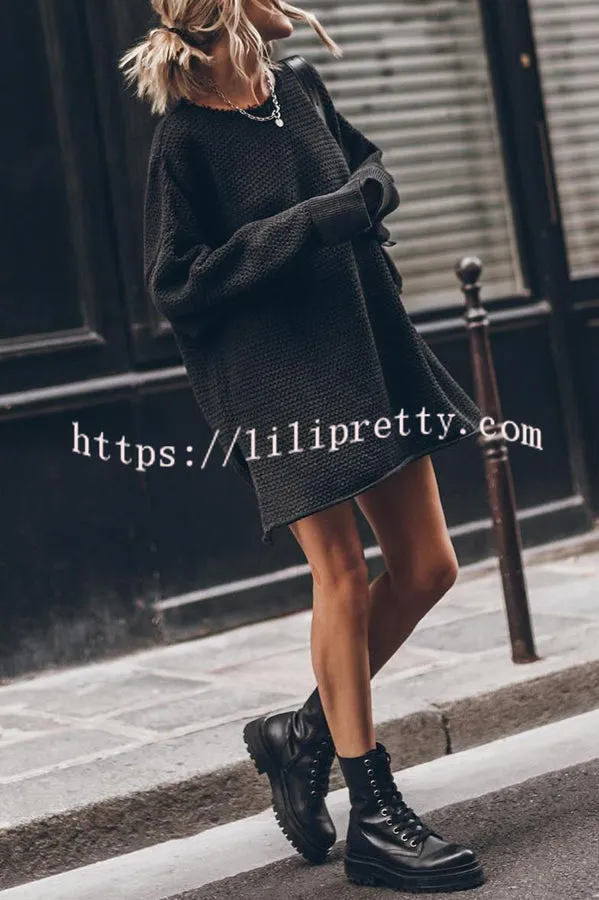 Lilipretty Cup of Cozy Knit Oversized Slit Side Sweater