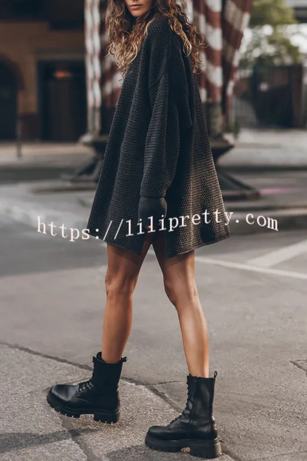 Lilipretty Cup of Cozy Knit Oversized Slit Side Sweater