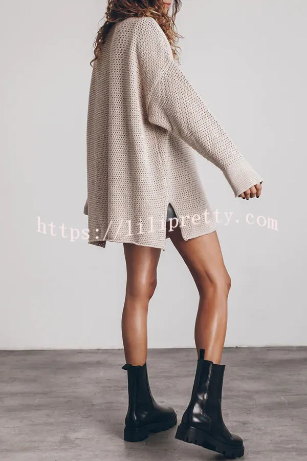 Lilipretty Cup of Cozy Knit Oversized Slit Side Sweater