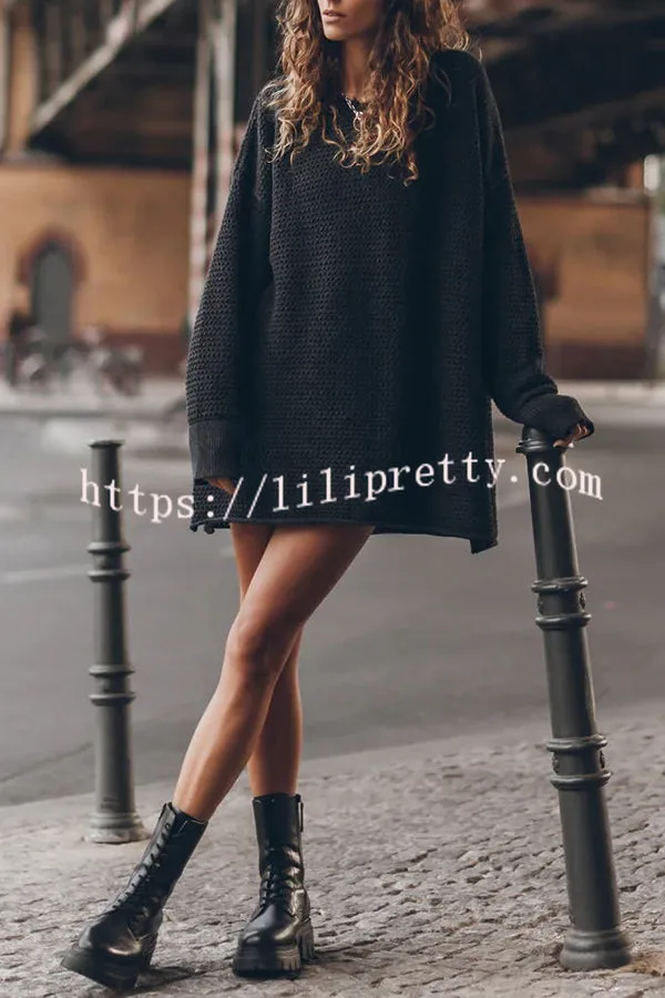 Lilipretty Cup of Cozy Knit Oversized Slit Side Sweater