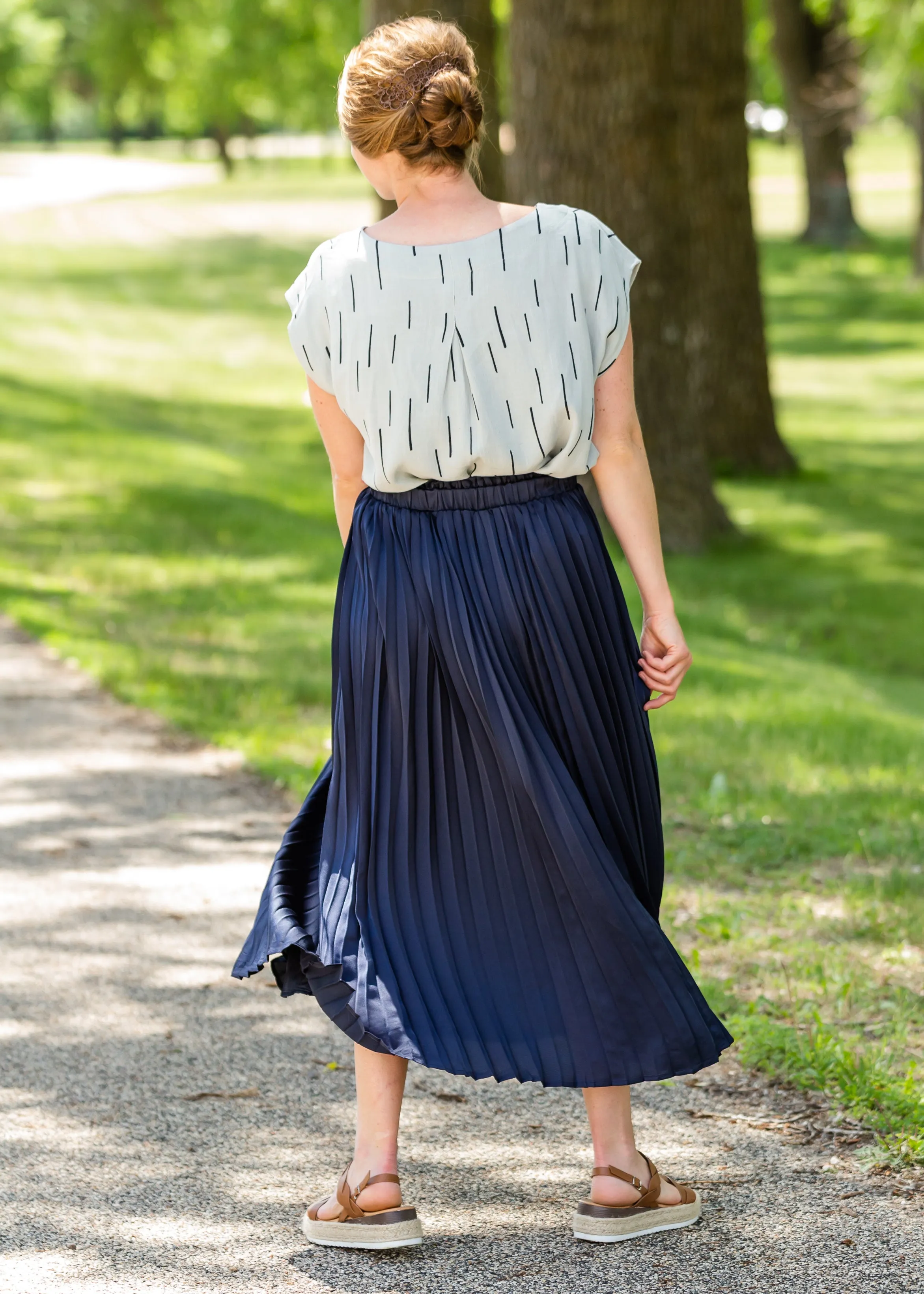 Linen Line Print Short Sleeve Top - FINAL SALE