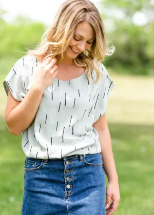Linen Line Print Short Sleeve Top - FINAL SALE