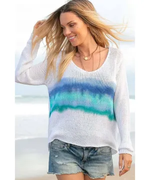 Malibu Beach Stripe Sky Sweater