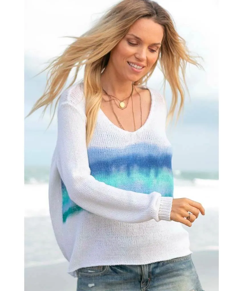 Malibu Beach Stripe Sky Sweater