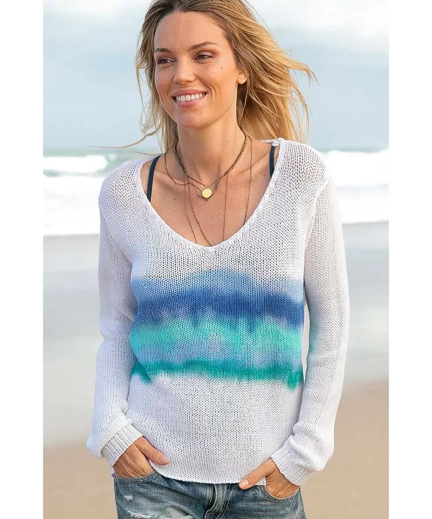 Malibu Beach Stripe Sky Sweater