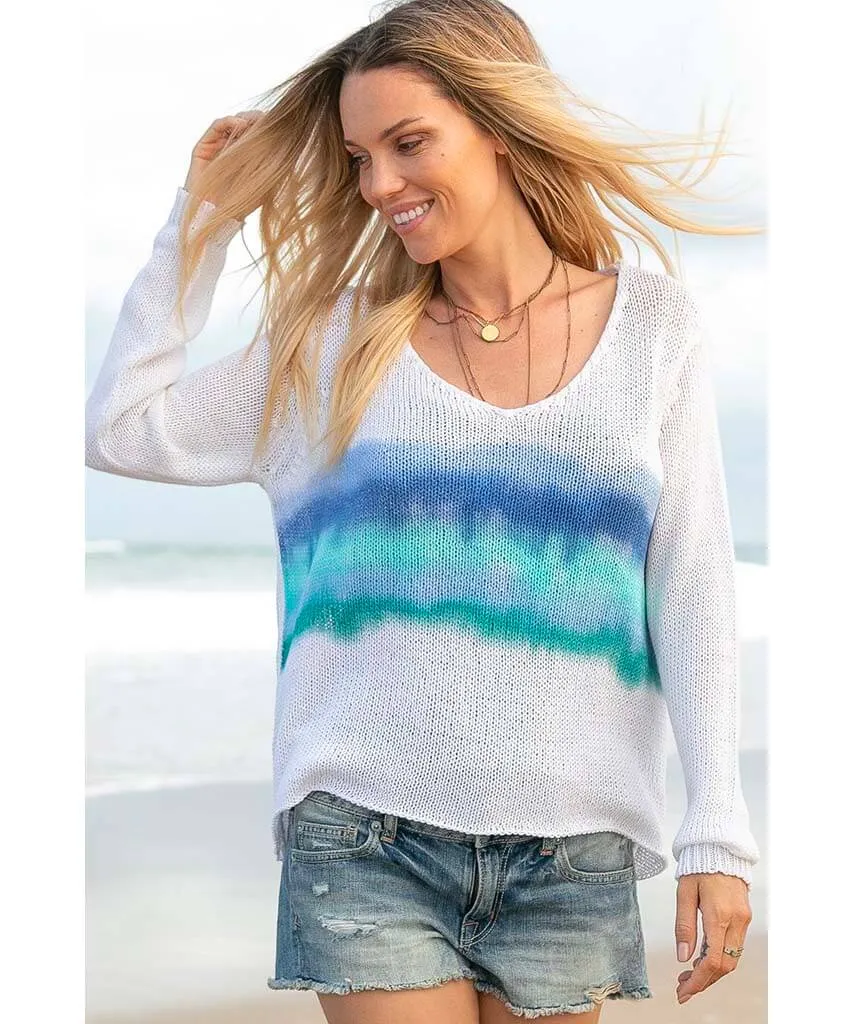 Malibu Beach Stripe Sky Sweater