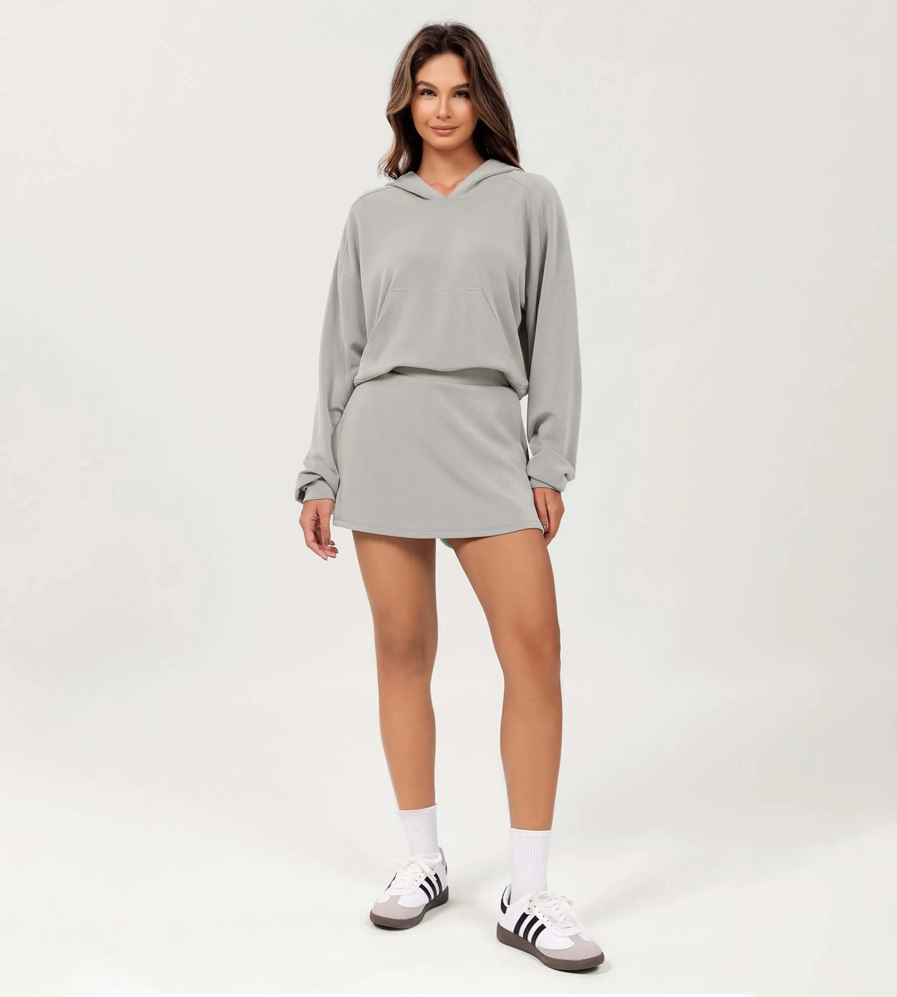 Modal Soft Oversized Long Sleeve Cropped Hoodie