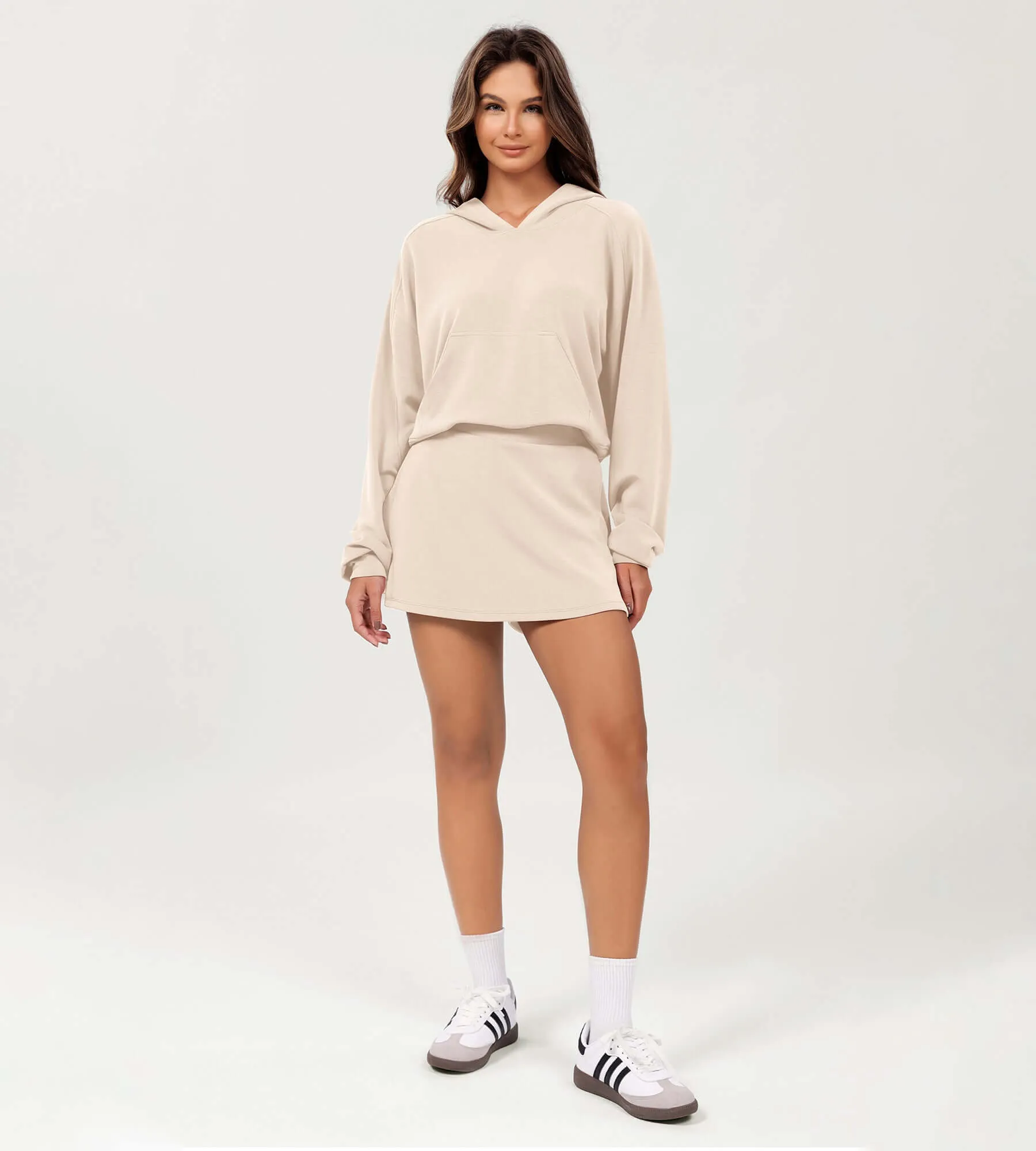 Modal Soft Oversized Long Sleeve Cropped Hoodie
