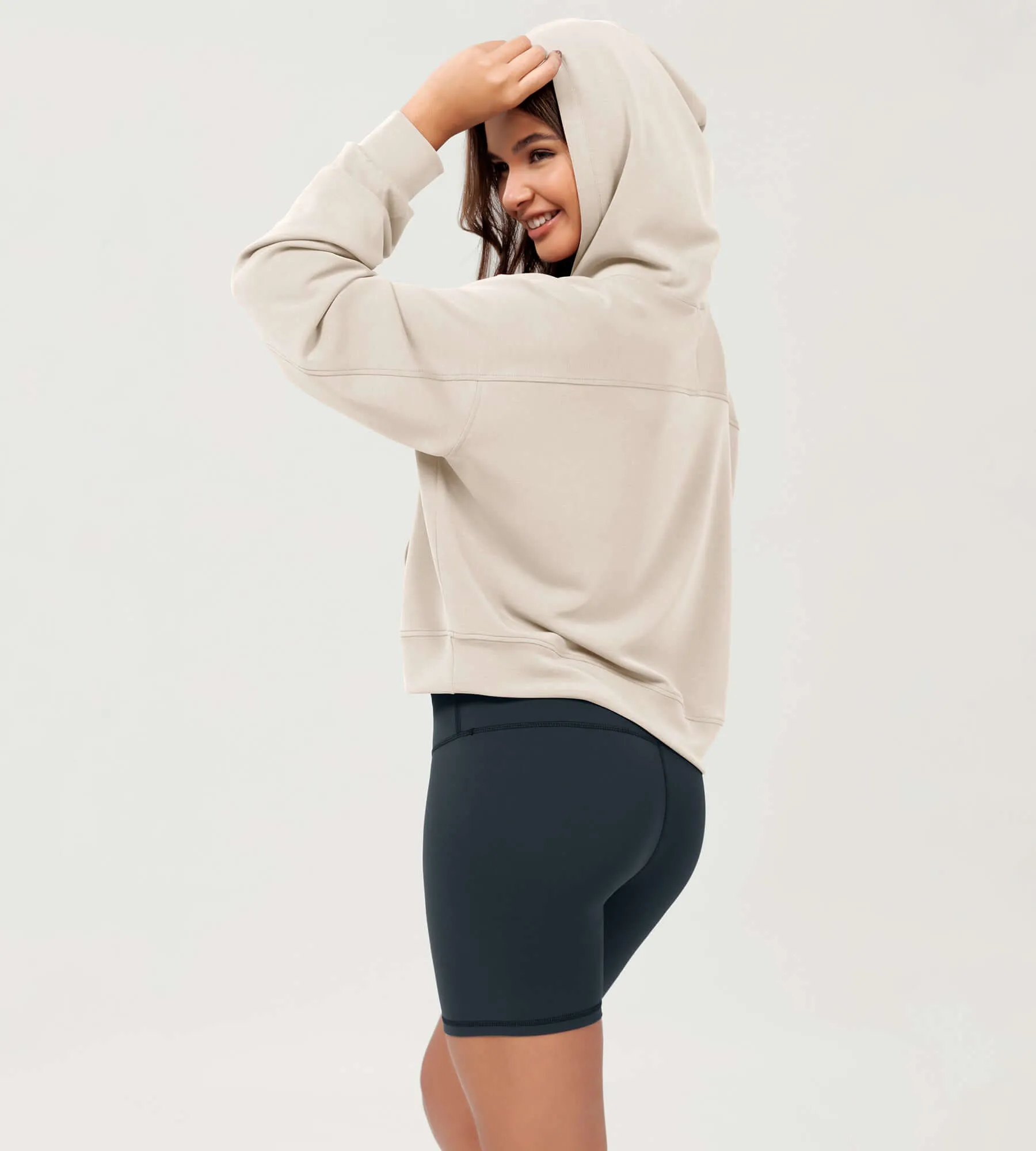 Modal Soft Oversized Long Sleeve Cropped Hoodie