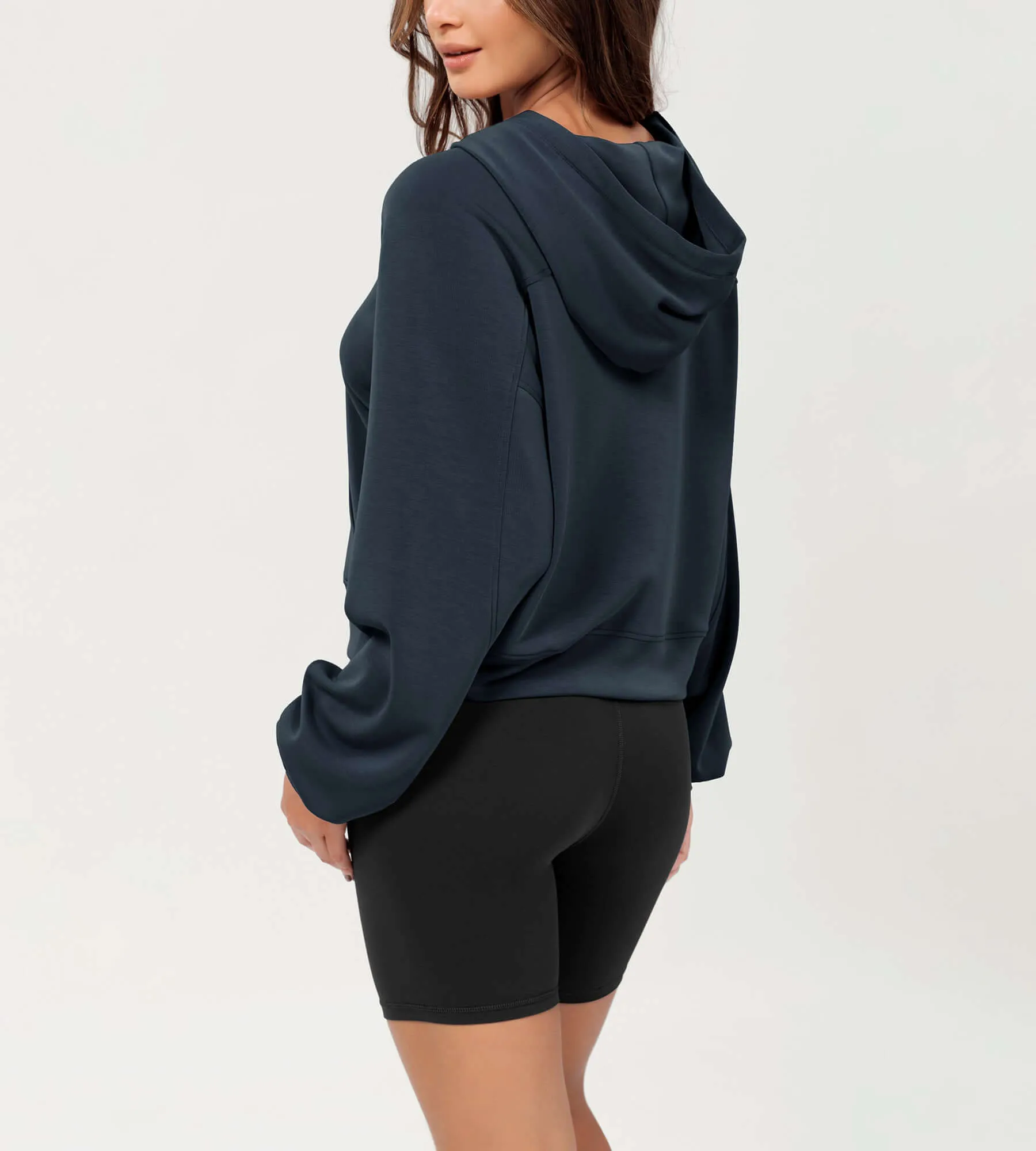 Modal Soft Oversized Long Sleeve Cropped Hoodie