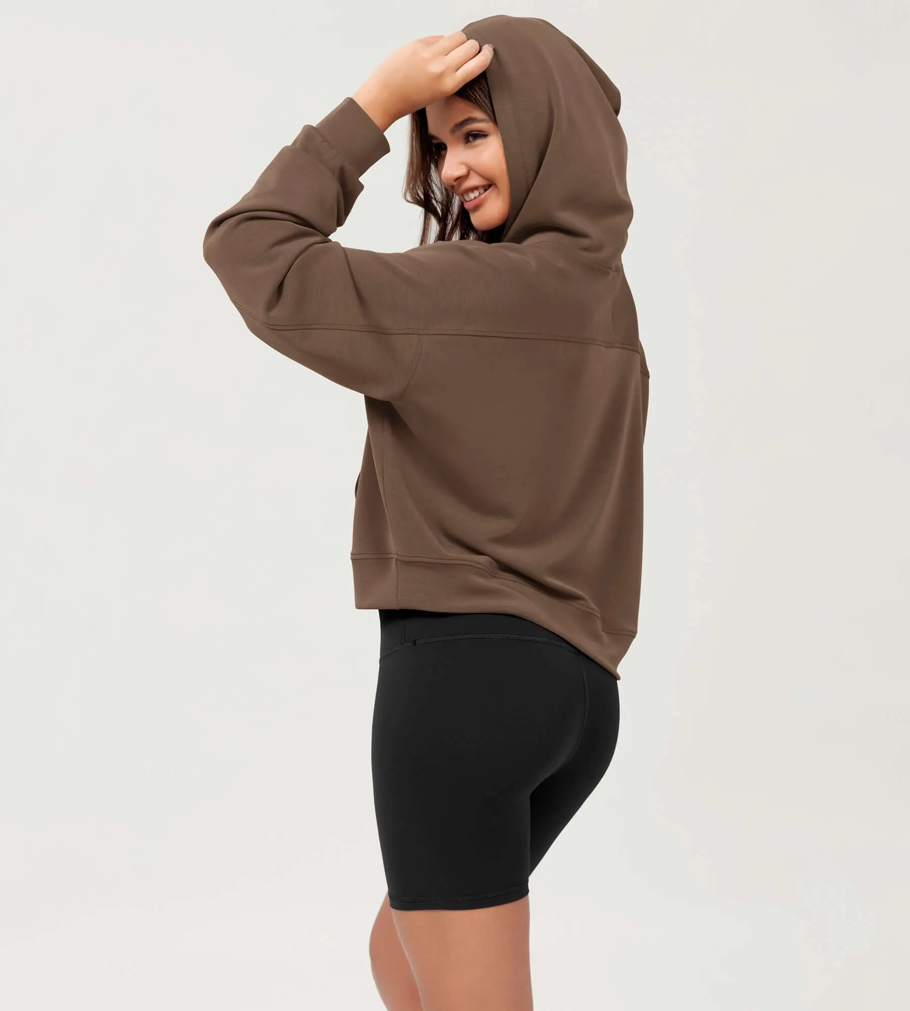Modal Soft Oversized Long Sleeve Cropped Hoodie