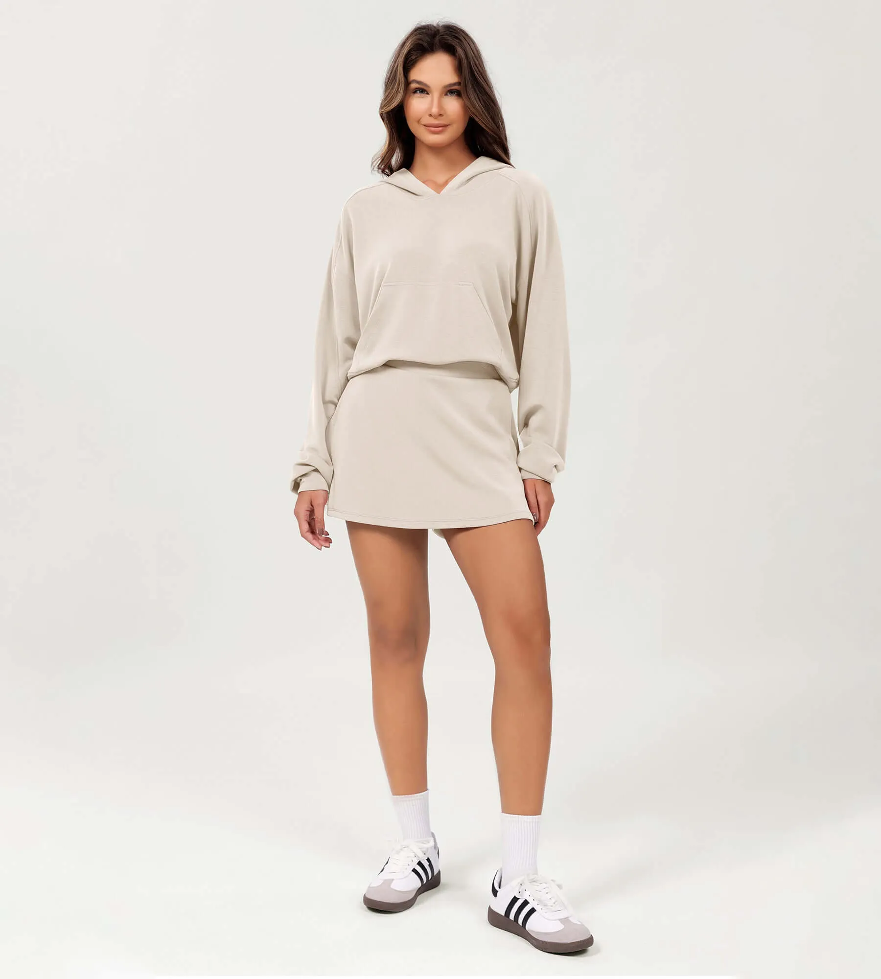 Modal Soft Oversized Long Sleeve Cropped Hoodie