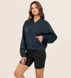 Modal Soft Oversized Long Sleeve Cropped Hoodie