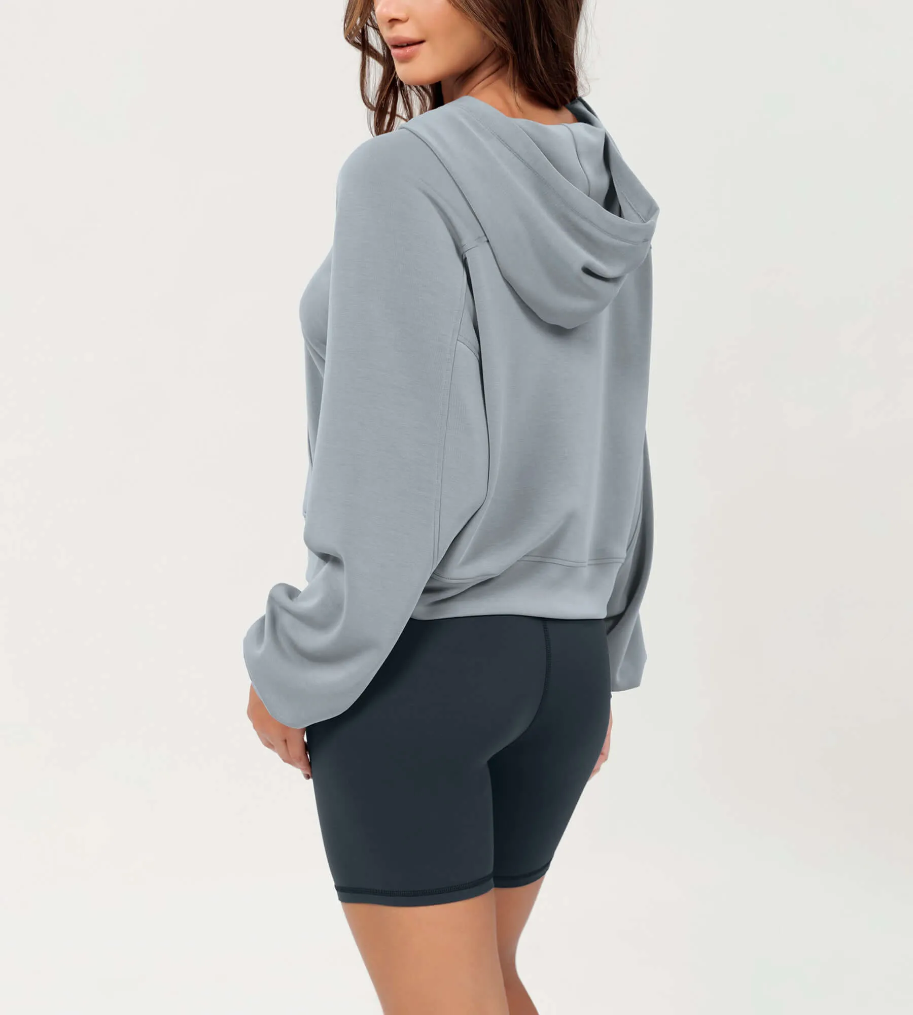 Modal Soft Oversized Long Sleeve Cropped Hoodie