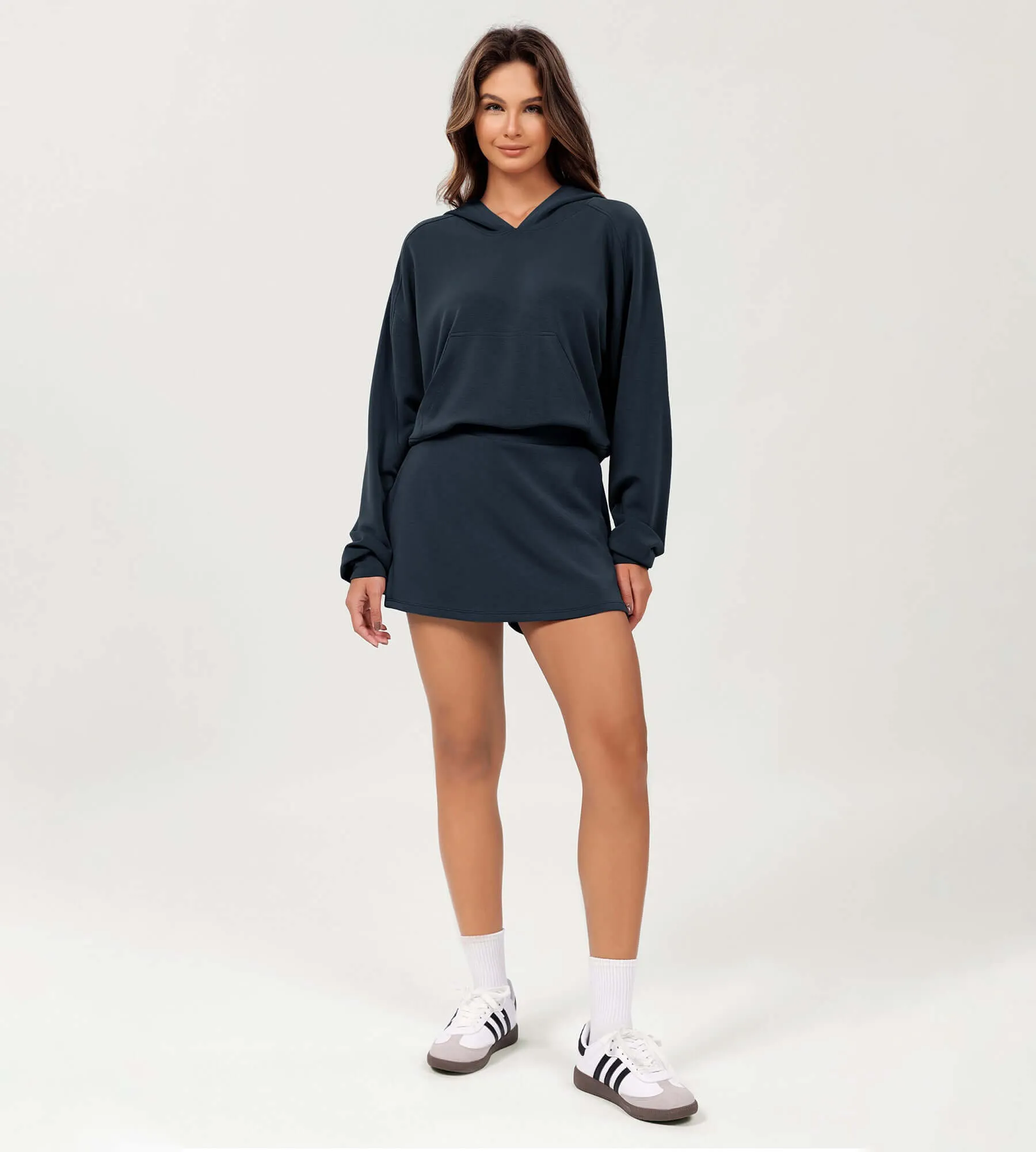 Modal Soft Oversized Long Sleeve Cropped Hoodie