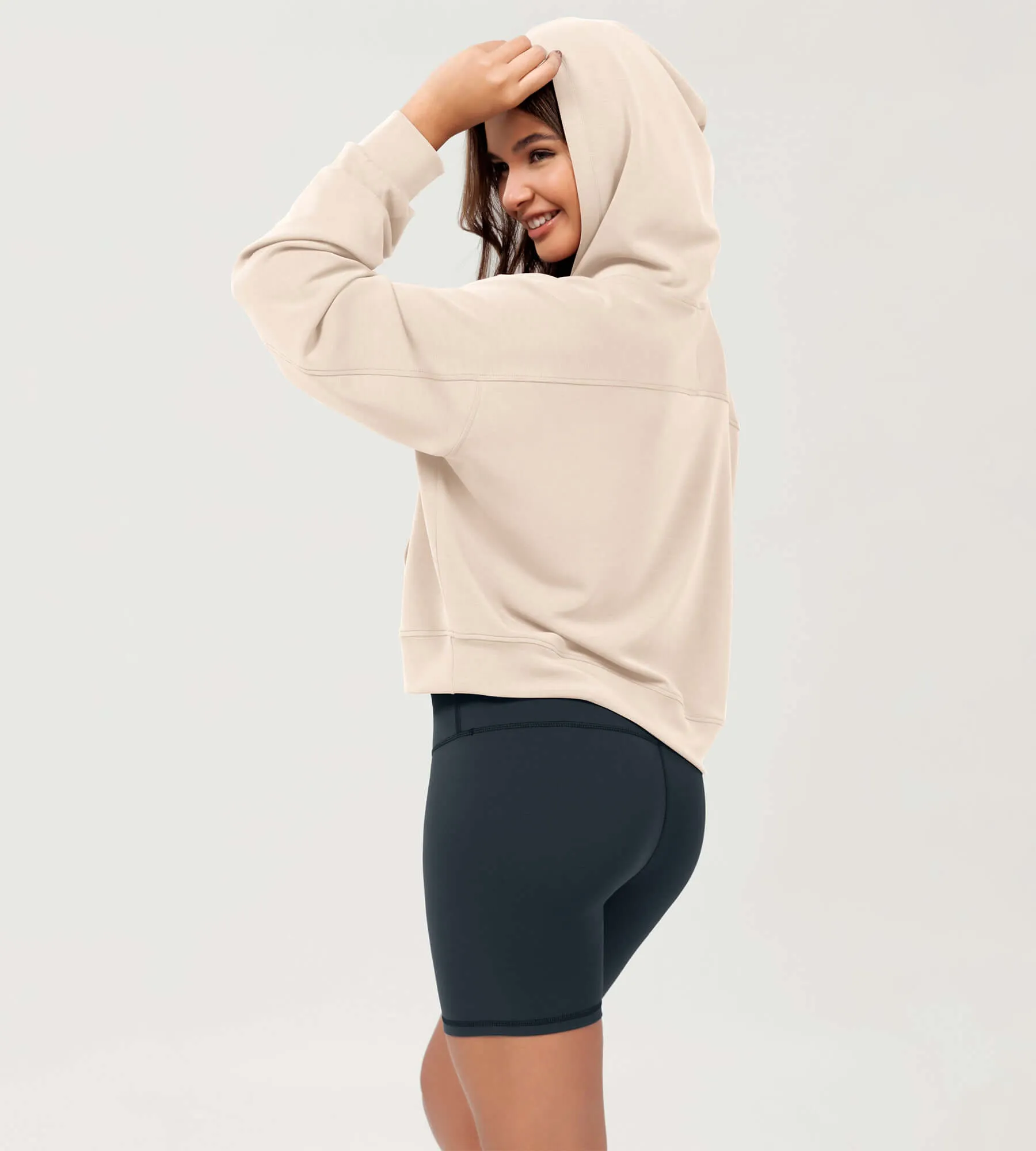 Modal Soft Oversized Long Sleeve Cropped Hoodie